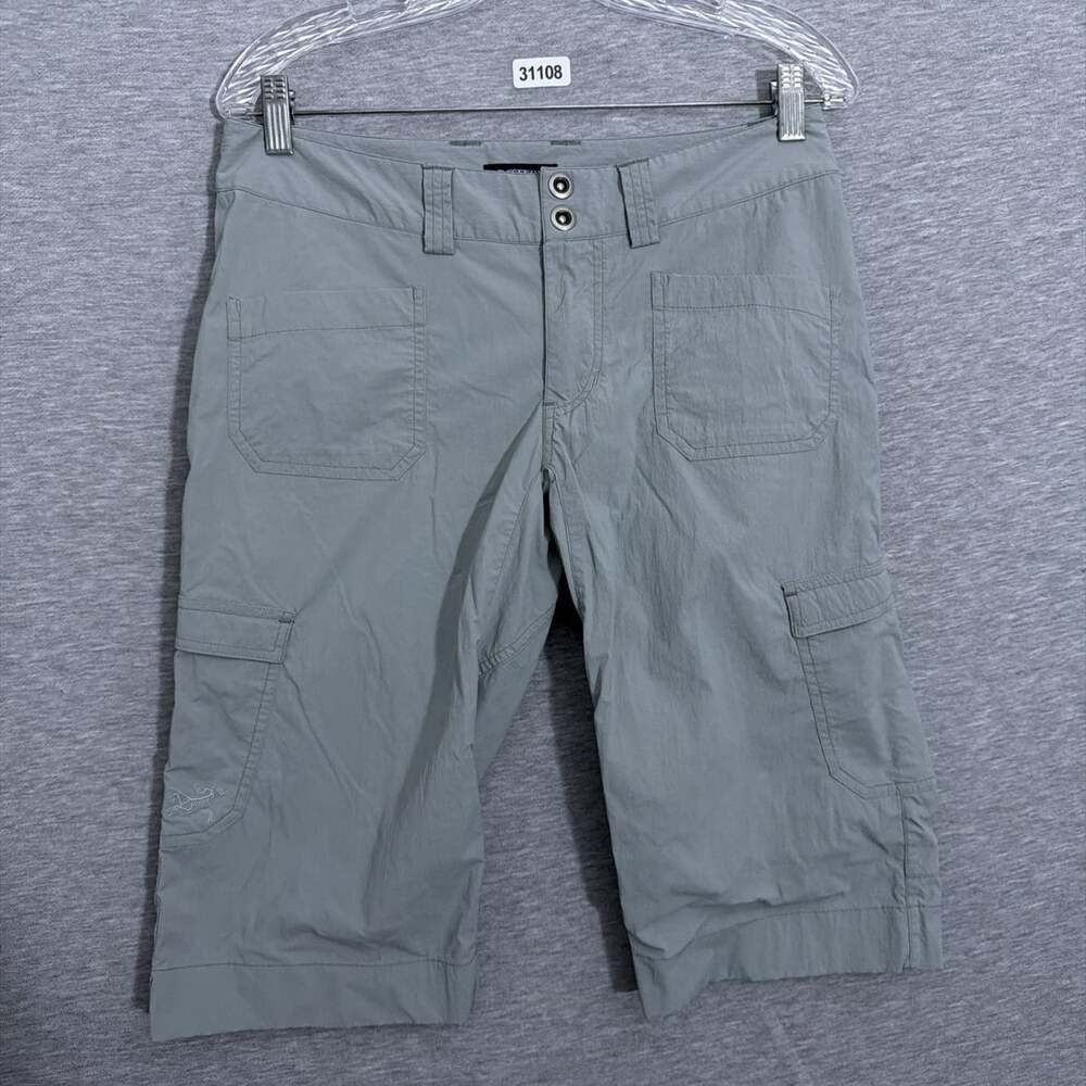 Arcteryx Womens Cargo Shorts Medium Gray Hiking Outdoor Nylon Long Shorts